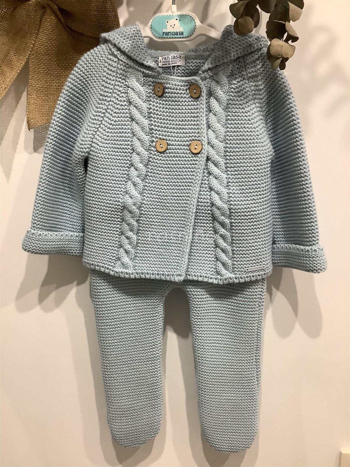 Conjunto polaina y chaqueta punto San Francisco celeste empolvado